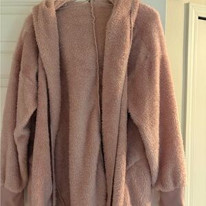 Fame and Partners Dusty Rose Teddy Hooded Jacket